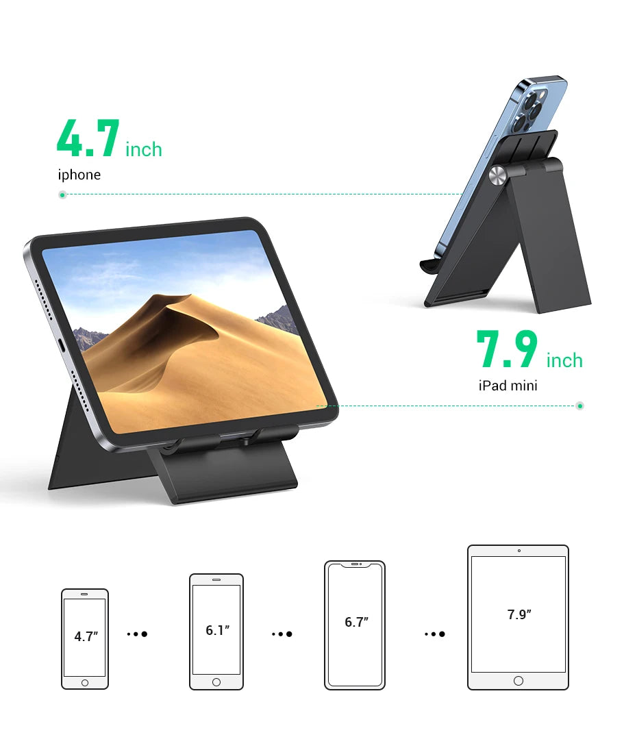 UGREEN Adjustable Foldable Phone Stand – Desk Holder for iPhone 16, 15, 14 Pro Max & Mobile Devices