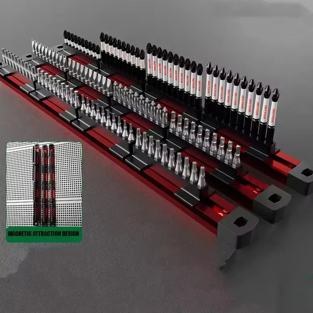 Magnetic Screwdriver Bit Holder – 40-Slot Tool Organizer for DIY, Electrician, Workshop & Garage Storage