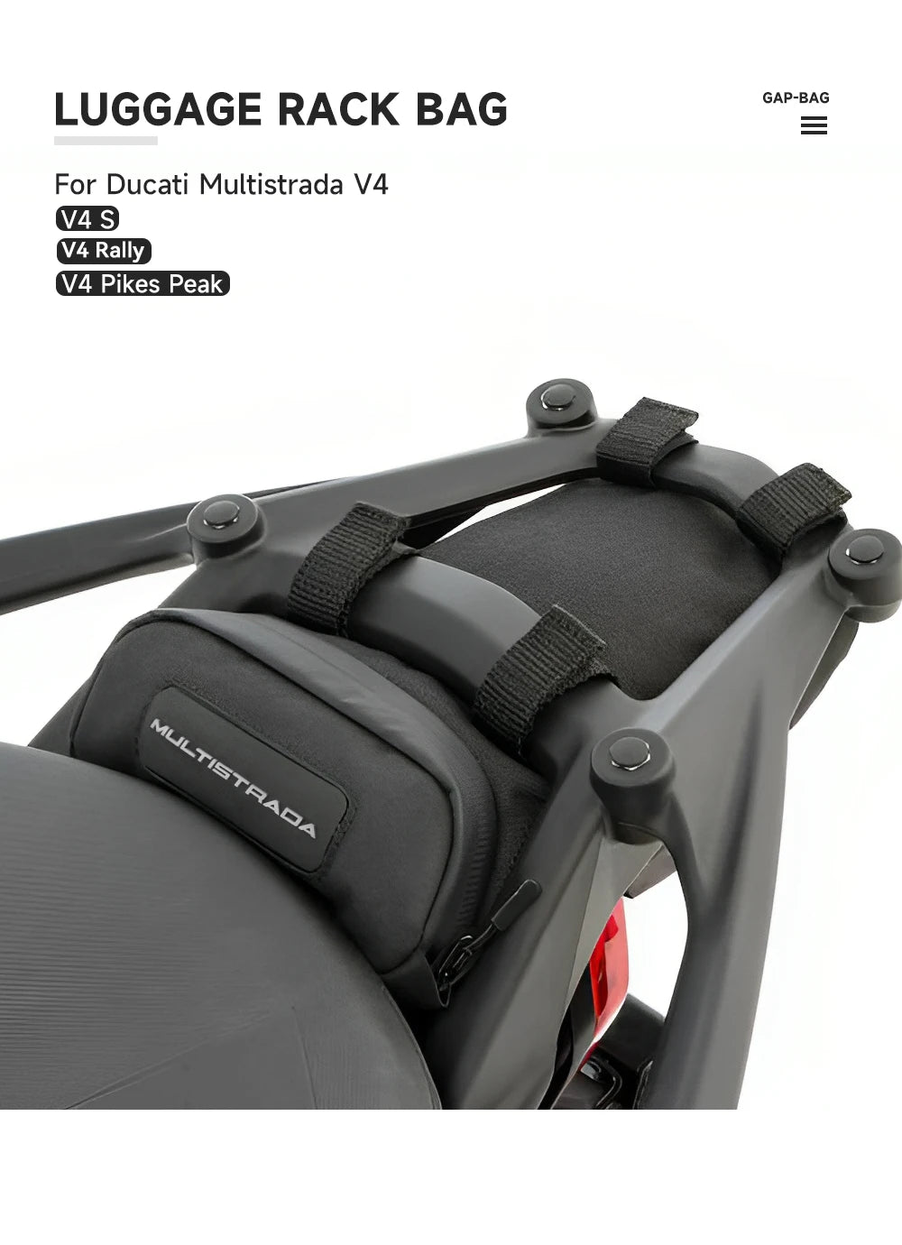 Ducati Multistrada V4 Accessories – Dust-Proof Travel Luggage Rack Under Bag for V4, V4 S & Pikes Peak