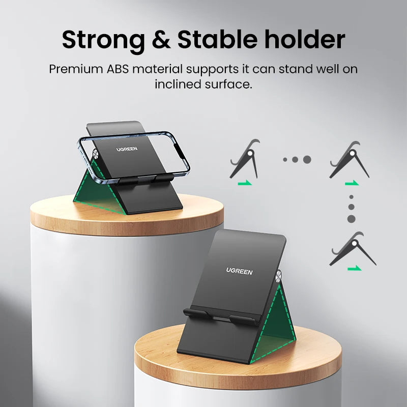 UGREEN Adjustable Foldable Phone Stand – Desk Holder for iPhone 16, 15, 14 Pro Max & Mobile Devices