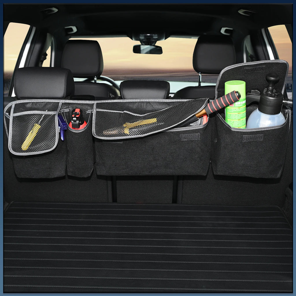 Universal Car Storage Bag – Backseat Organizer with Extra Mesh Net Pockets | Felt Hanging Car Accessories for Trucks & Cars